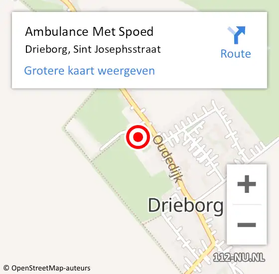 Locatie op kaart van de 112 melding: Ambulance Met Spoed Naar Drieborg, Sint Josephsstraat op 8 februari 2017 07:07