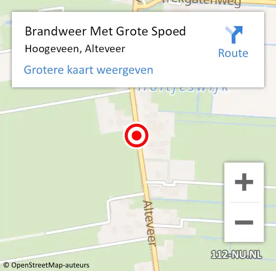 Locatie op kaart van de 112 melding: Brandweer Met Grote Spoed Naar Hoogeveen, Alteveer op 8 februari 2017 16:54