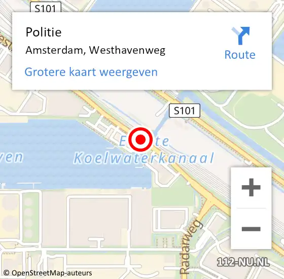 Locatie op kaart van de 112 melding: Politie Amsterdam, Westhavenweg op 9 februari 2017 10:36