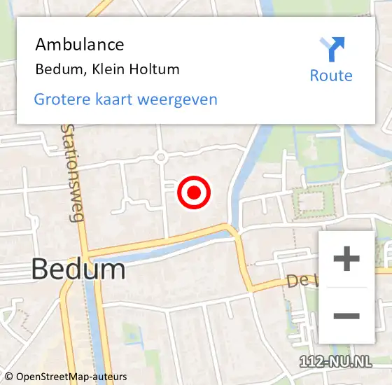 Locatie op kaart van de 112 melding: Ambulance Bedum, Klein Holtum op 10 januari 2014 14:05