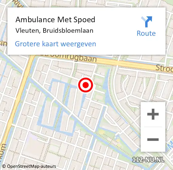 Locatie op kaart van de 112 melding: Ambulance Met Spoed Naar Vleuten, Bruidsbloemlaan op 18 september 2013 22:14