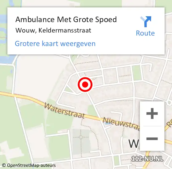 Locatie op kaart van de 112 melding: Ambulance Met Grote Spoed Naar Wouw, Keldermansstraat op 9 februari 2017 18:35