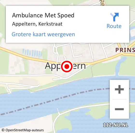 Locatie op kaart van de 112 melding: Ambulance Met Spoed Naar Appeltern, Kerkstraat op 10 februari 2017 00:41