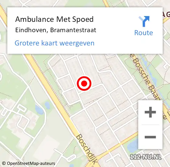Locatie op kaart van de 112 melding: Ambulance Met Spoed Naar Eindhoven, Bramantestraat op 10 februari 2017 10:31