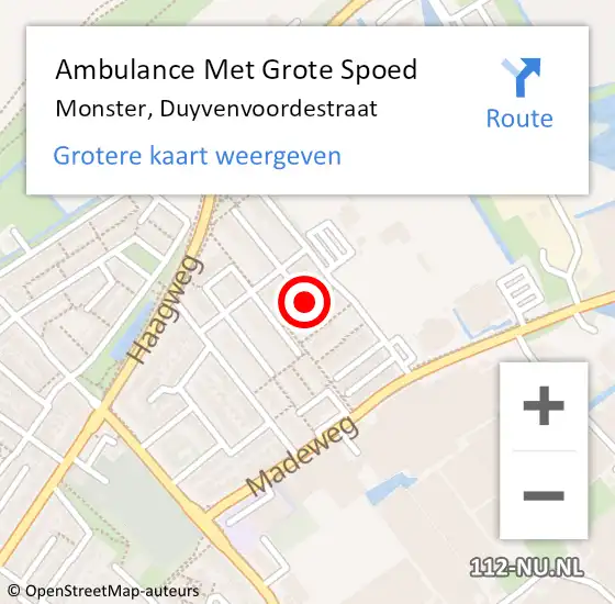 Locatie op kaart van de 112 melding: Ambulance Met Grote Spoed Naar Monster, Duyvenvoordestraat op 10 februari 2017 12:15