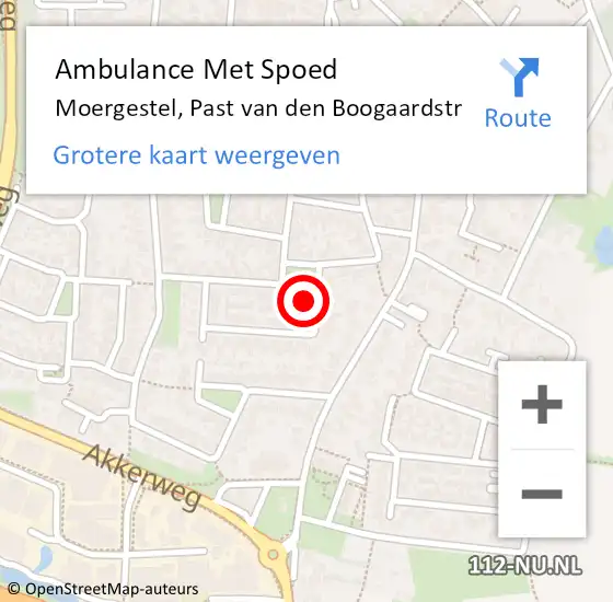 Locatie op kaart van de 112 melding: Ambulance Met Spoed Naar Moergestel, Past van den Boogaardstr op 10 februari 2017 17:05