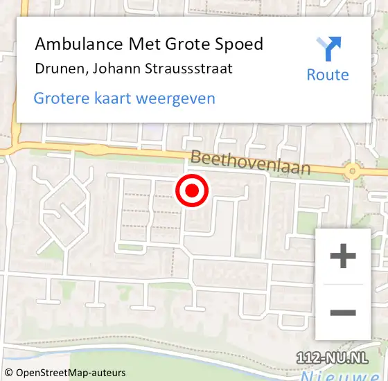 Locatie op kaart van de 112 melding: Ambulance Met Grote Spoed Naar Drunen, Johann Straussstraat op 11 februari 2017 18:20