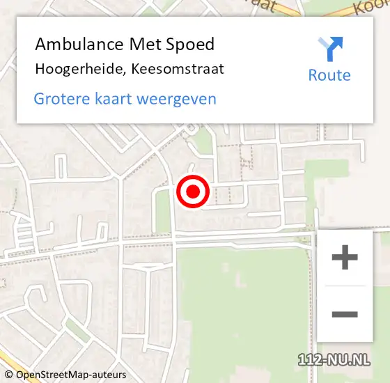 Locatie op kaart van de 112 melding: Ambulance Met Spoed Naar Hoogerheide, Keesomstraat op 11 februari 2017 19:23