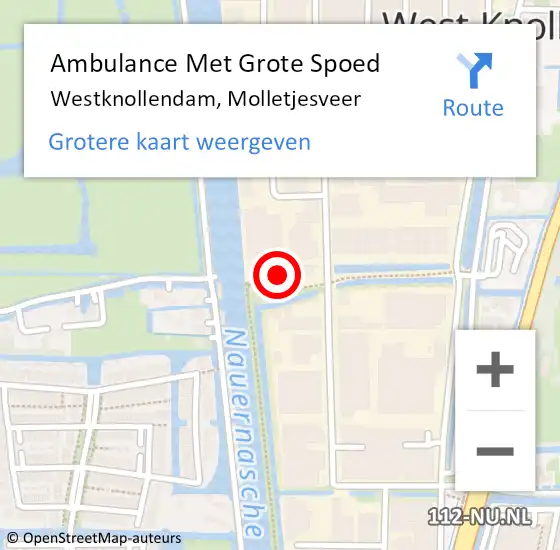 Locatie op kaart van de 112 melding: Ambulance Met Grote Spoed Naar Westknollendam, Molletjesveer op 12 februari 2017 04:12
