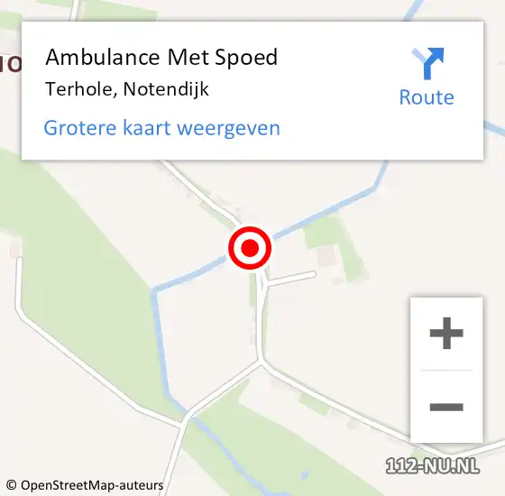 Locatie op kaart van de 112 melding: Ambulance Met Spoed Naar Terhole, Notendijk op 12 februari 2017 08:41
