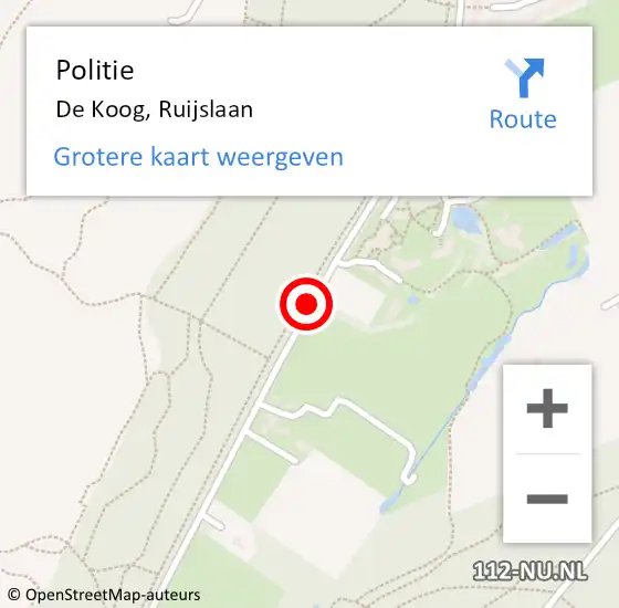Locatie op kaart van de 112 melding: Politie De Koog, Ruijslaan op 12 februari 2017 13:28