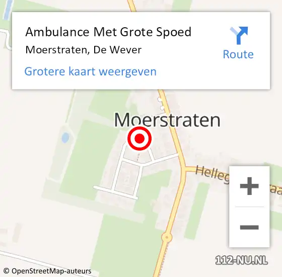 Locatie op kaart van de 112 melding: Ambulance Met Grote Spoed Naar Moerstraten, De Wever op 12 februari 2017 16:28