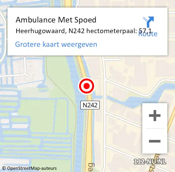 Locatie op kaart van de 112 melding: Ambulance Met Spoed Naar Heerhugowaard, N242 hectometerpaal: 58,0 op 13 februari 2017 06:41
