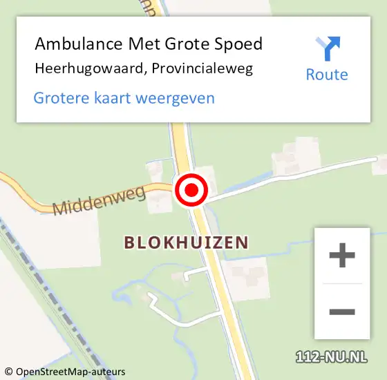Locatie op kaart van de 112 melding: Ambulance Met Grote Spoed Naar Heerhugowaard, Provincialeweg op 13 februari 2017 06:44
