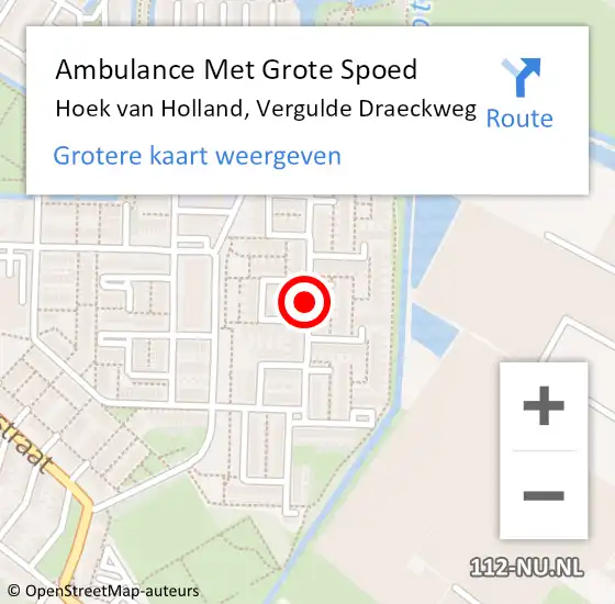 Locatie op kaart van de 112 melding: Ambulance Met Grote Spoed Naar Hoek van Holland, Vergulde Draeckweg op 13 februari 2017 08:52