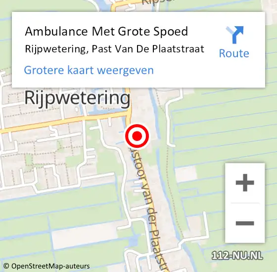 Locatie op kaart van de 112 melding: Ambulance Met Grote Spoed Naar Rijpwetering, Past Van De Plaatstraat op 13 februari 2017 09:39