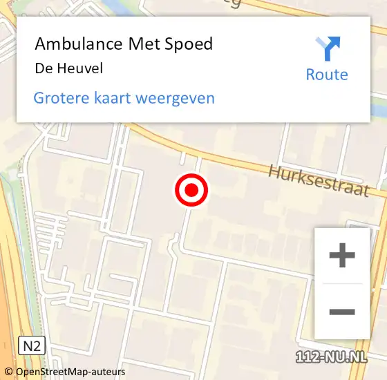 Locatie op kaart van de 112 melding: Ambulance Met Spoed Naar De Heuvel op 13 februari 2017 13:47