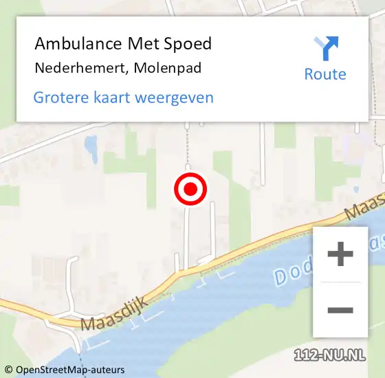 Locatie op kaart van de 112 melding: Ambulance Met Spoed Naar Nederhemert, Molenpad op 13 februari 2017 17:55