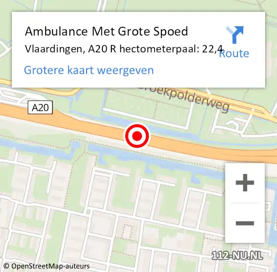 Locatie op kaart van de 112 melding: Ambulance Met Grote Spoed Naar Vlaardingen, A20 L op 14 februari 2017 01:49
