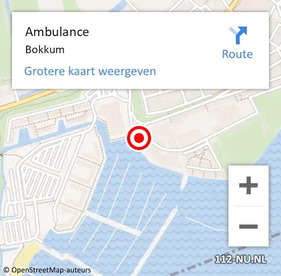 Locatie op kaart van de 112 melding: Ambulance Bokkum op 14 februari 2017 08:47
