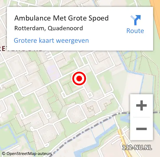 Locatie op kaart van de 112 melding: Ambulance Met Grote Spoed Naar Rotterdam, Quadenoord op 14 februari 2017 12:30