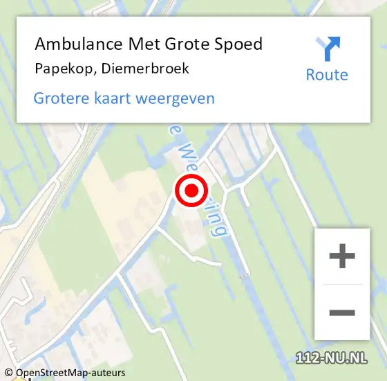Locatie op kaart van de 112 melding: Ambulance Met Grote Spoed Naar Papekop, Diemerbroek op 14 februari 2017 16:27