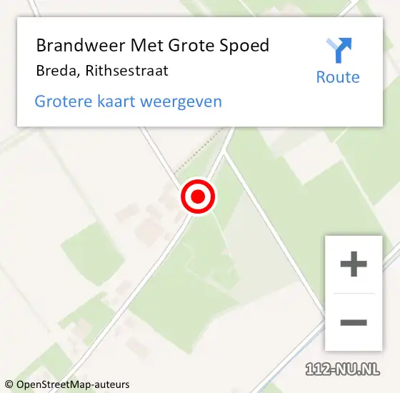 Locatie op kaart van de 112 melding: Brandweer Met Grote Spoed Naar Breda, Rithsestraat op 14 februari 2017 17:25