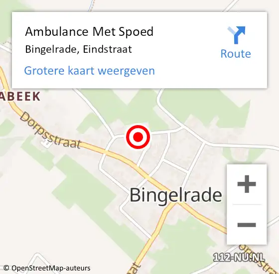 Locatie op kaart van de 112 melding: Ambulance Met Spoed Naar Bingelrade, Eindstraat op 11 januari 2014 03:22