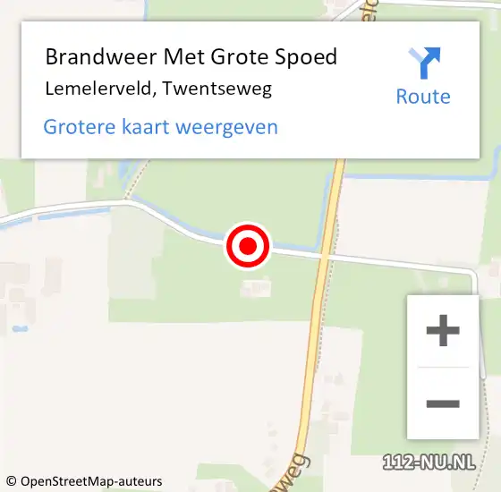 Locatie op kaart van de 112 melding: Brandweer Met Grote Spoed Naar Lemelerveld, Twentseweg op 15 februari 2017 11:33