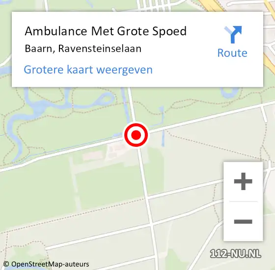 Locatie op kaart van de 112 melding: Ambulance Met Grote Spoed Naar Baarn, Ravensteinselaan op 15 februari 2017 13:35