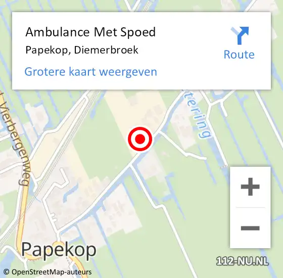 Locatie op kaart van de 112 melding: Ambulance Met Spoed Naar Papekop, Diemerbroek op 15 februari 2017 16:14