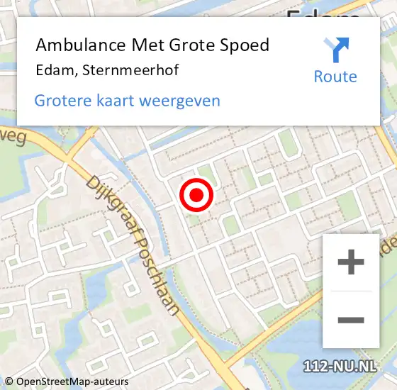 Locatie op kaart van de 112 melding: Ambulance Met Grote Spoed Naar Edam, Sternmeerhof op 16 februari 2017 00:58