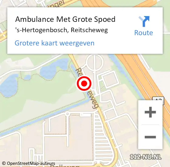 Locatie op kaart van de 112 melding: Ambulance Met Grote Spoed Naar 's-Hertogenbosch, Reitscheweg op 16 februari 2017 09:00