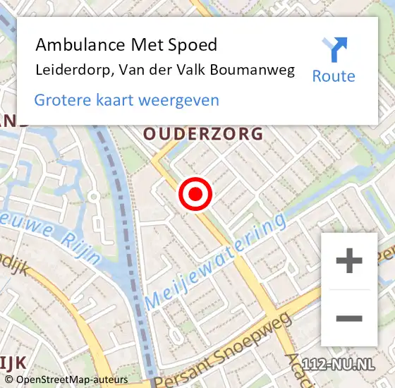 Locatie op kaart van de 112 melding: Ambulance Met Spoed Naar Leiderdorp, Van Der Valk Boumanweg op 16 februari 2017 16:40