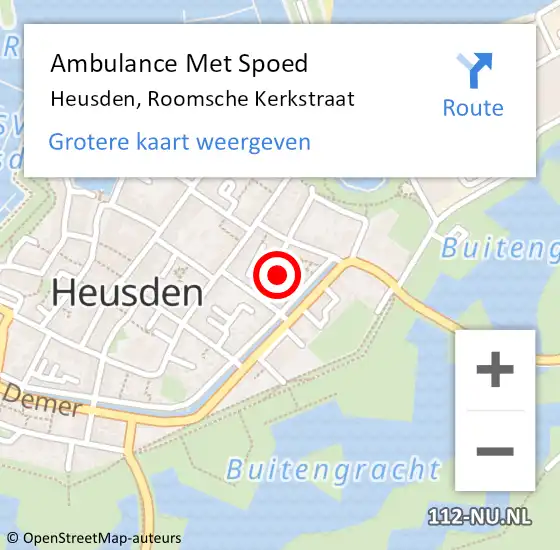 Locatie op kaart van de 112 melding: Ambulance Met Spoed Naar Heusden, Roomsche Kerkstraat op 16 februari 2017 19:59
