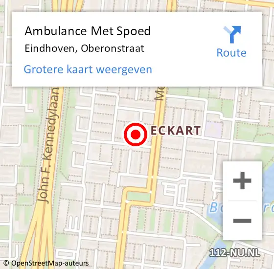 Locatie op kaart van de 112 melding: Ambulance Met Spoed Naar Eindhoven, Oberonstraat op 16 februari 2017 23:01