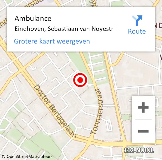 Locatie op kaart van de 112 melding: Ambulance Eindhoven, Sebastiaan van Noyestr op 17 februari 2017 04:36