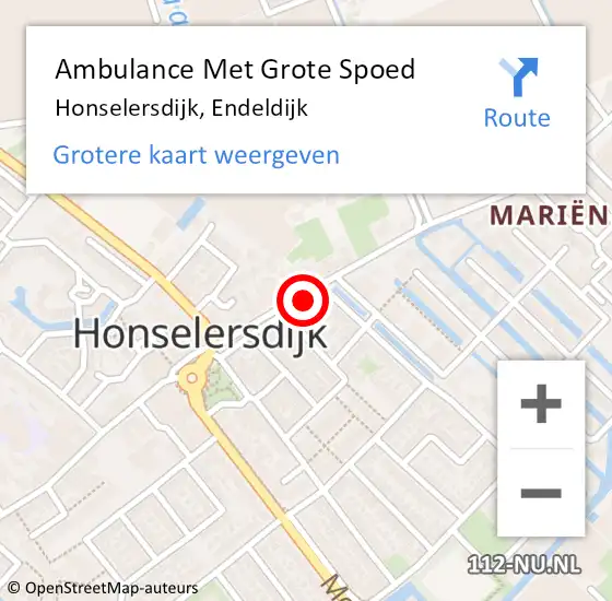 Locatie op kaart van de 112 melding: Ambulance Met Grote Spoed Naar Honselersdijk, Endeldijk op 17 februari 2017 11:00