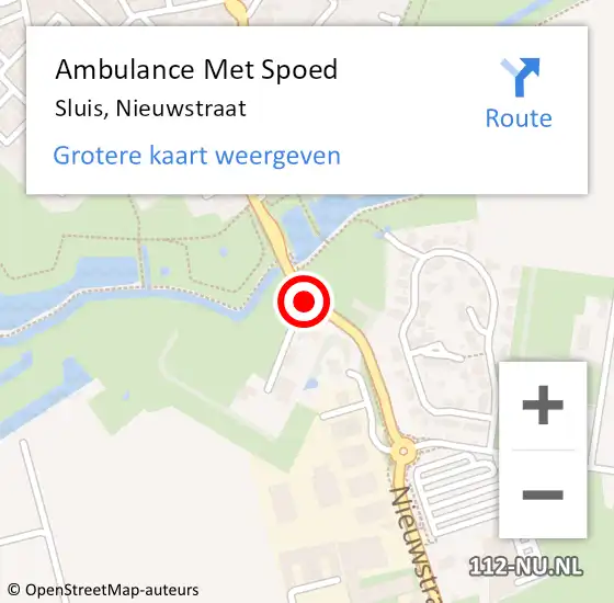 Locatie op kaart van de 112 melding: Ambulance Met Spoed Naar Sluis, Nieuwstraat op 17 februari 2017 12:25