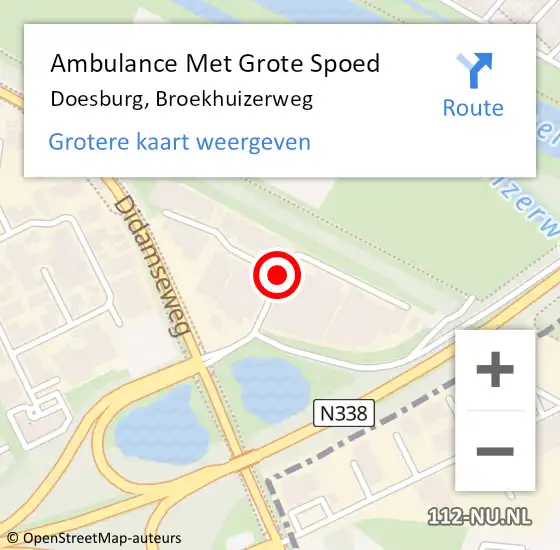 Locatie op kaart van de 112 melding: Ambulance Met Grote Spoed Naar Doesburg, Broekhuizerweg op 17 februari 2017 12:45