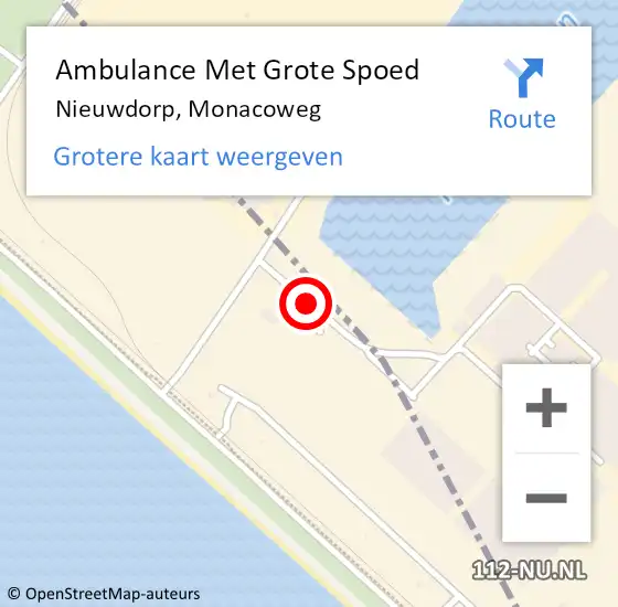 Locatie op kaart van de 112 melding: Ambulance Met Grote Spoed Naar Nieuwdorp, Monacoweg op 17 februari 2017 14:40
