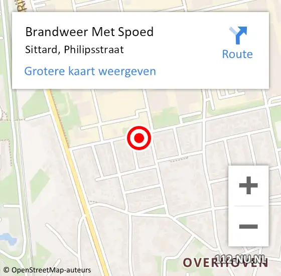 Locatie op kaart van de 112 melding: Brandweer Met Spoed Naar Sittard, Philipsstraat op 17 februari 2017 16:00