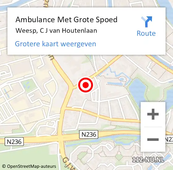 Locatie op kaart van de 112 melding: Ambulance Met Grote Spoed Naar Weesp, C J van Houtenlaan op 17 februari 2017 17:13