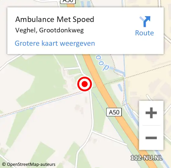 Locatie op kaart van de 112 melding: Ambulance Met Spoed Naar Veghel, Grootdonkweg op 18 februari 2017 05:03