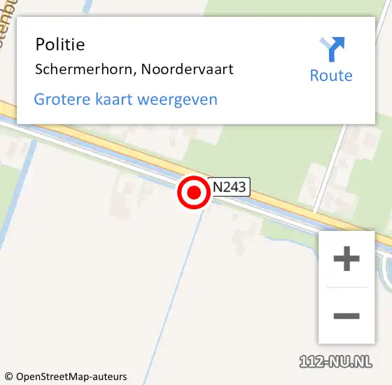 Locatie op kaart van de 112 melding: Politie Schermerhorn, Noordervaart op 18 februari 2017 07:10
