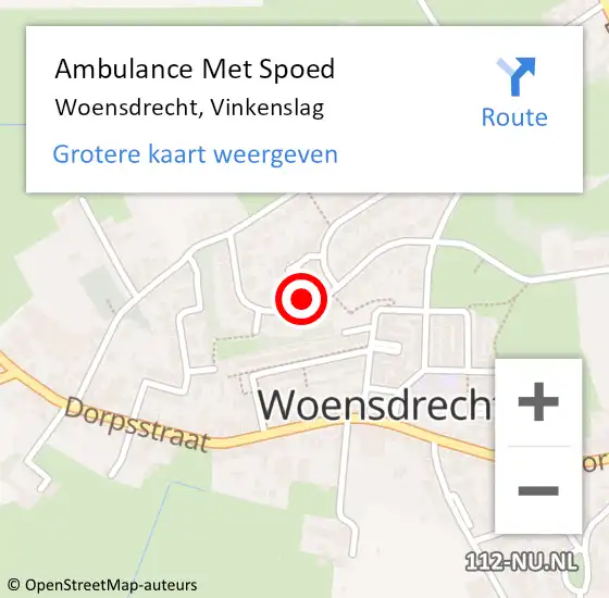 Locatie op kaart van de 112 melding: Ambulance Met Spoed Naar Woensdrecht, Vinkenslag op 18 februari 2017 09:40