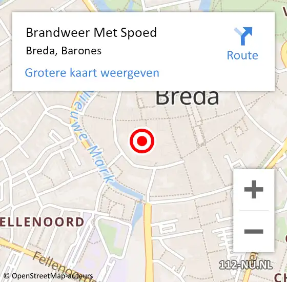 Locatie op kaart van de 112 melding: Brandweer Met Spoed Naar Breda, Barones op 18 februari 2017 13:27