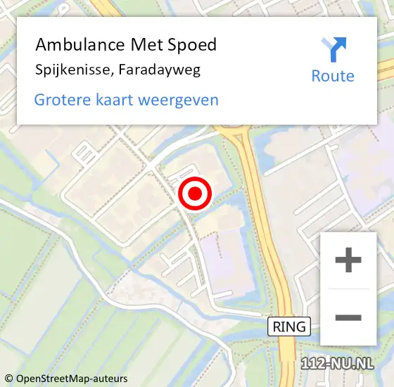 Locatie op kaart van de 112 melding: Ambulance Met Spoed Naar Spijkenisse, Faradayweg op 18 februari 2017 16:09
