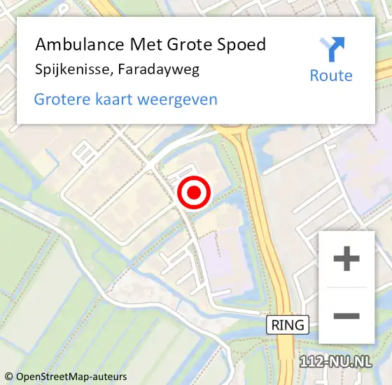 Locatie op kaart van de 112 melding: Ambulance Met Grote Spoed Naar Spijkenisse, Faradayweg op 18 februari 2017 16:09