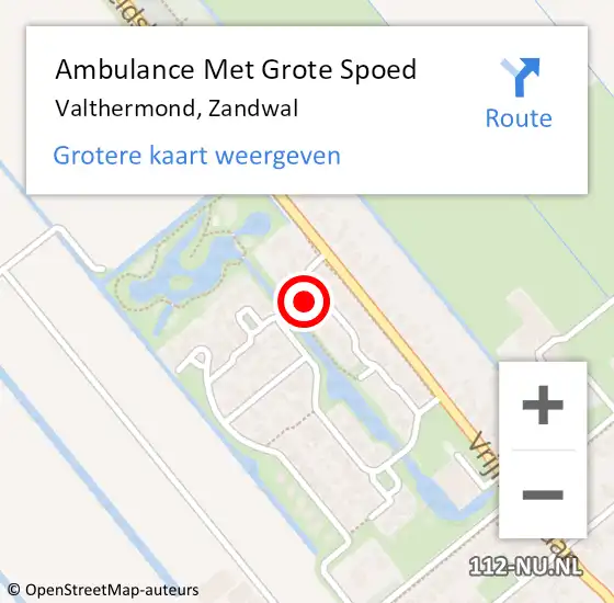 Locatie op kaart van de 112 melding: Ambulance Met Grote Spoed Naar Valthermond, Zandwal op 18 februari 2017 16:50